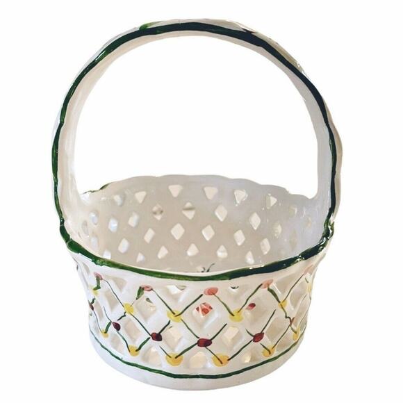 Made in Portugal Perforated 5” Porcelain Basket As Is - Picture 1 of 9